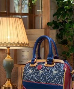 Noriko leather in geometric patchwork